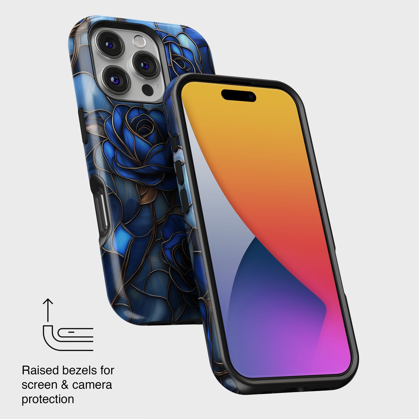 Blue Roses Stained Glass Design iPhone Case