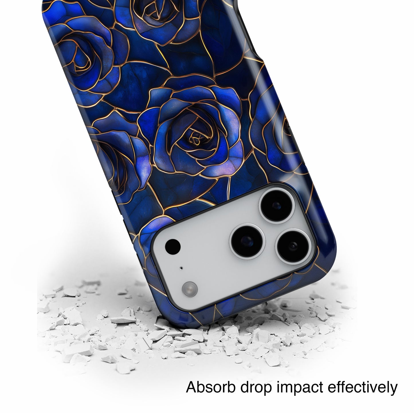 Blue Roses Pattern Stained Glass Design iPhone Case