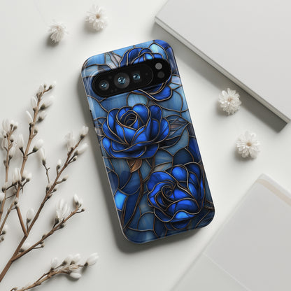 Blue Roses Stained Glass Design Phone Case for Google Pixel
