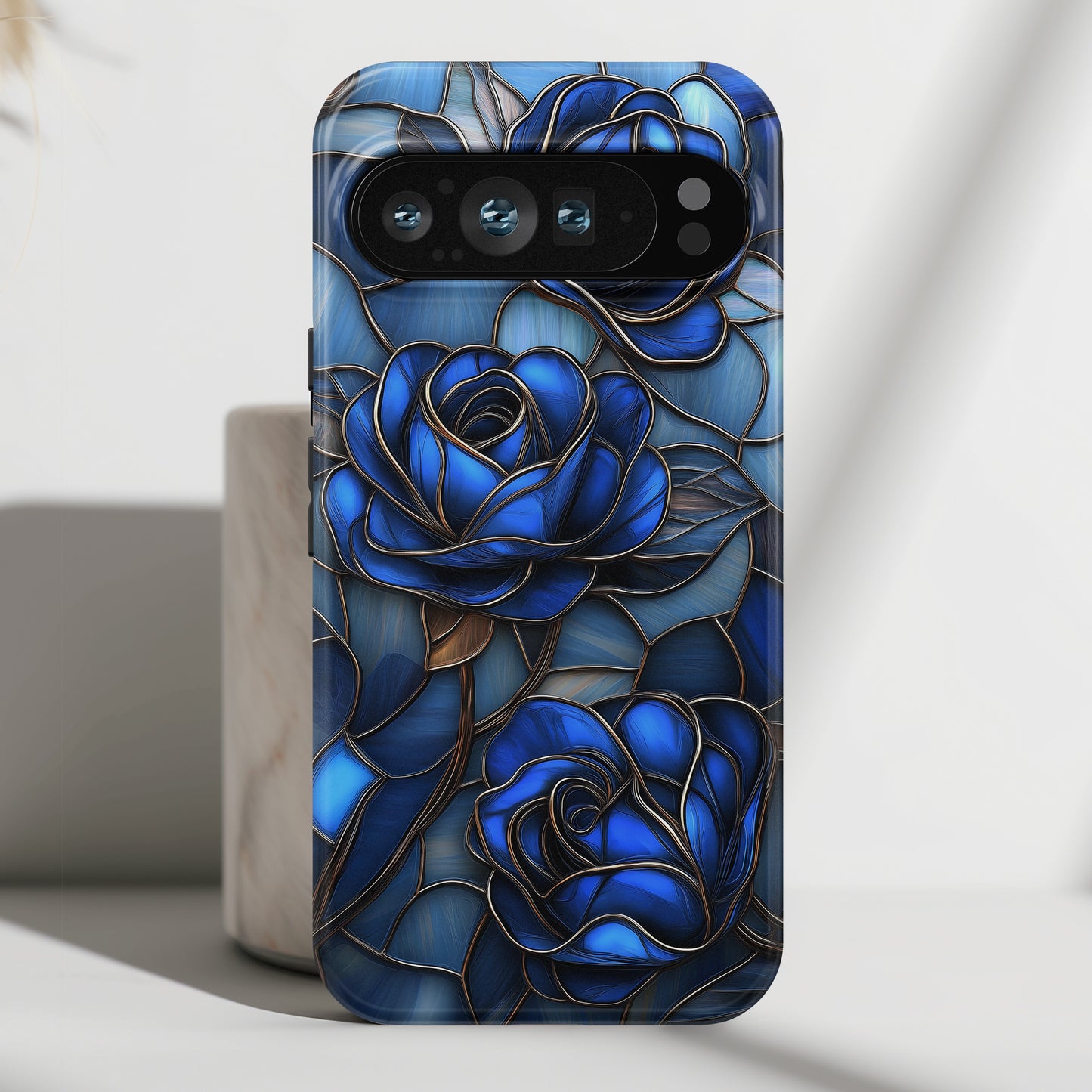 Blue Roses Stained Glass Design Phone Case for Google Pixel