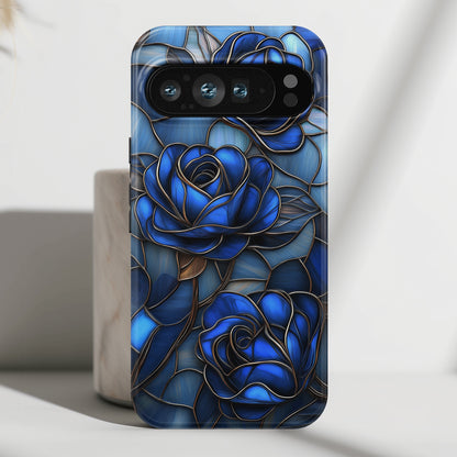 Blue Roses Stained Glass Design Phone Case for Google Pixel