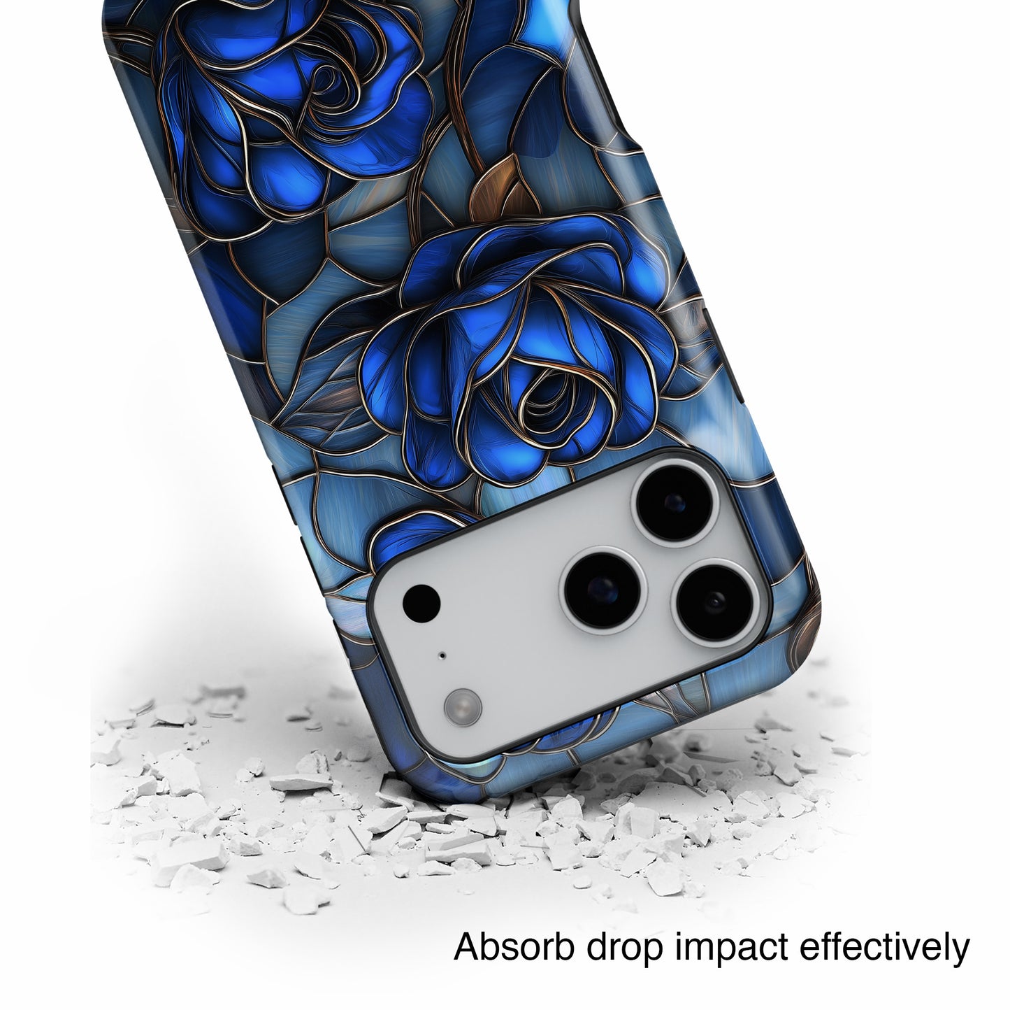 Blue Roses Stained Glass Design iPhone Case