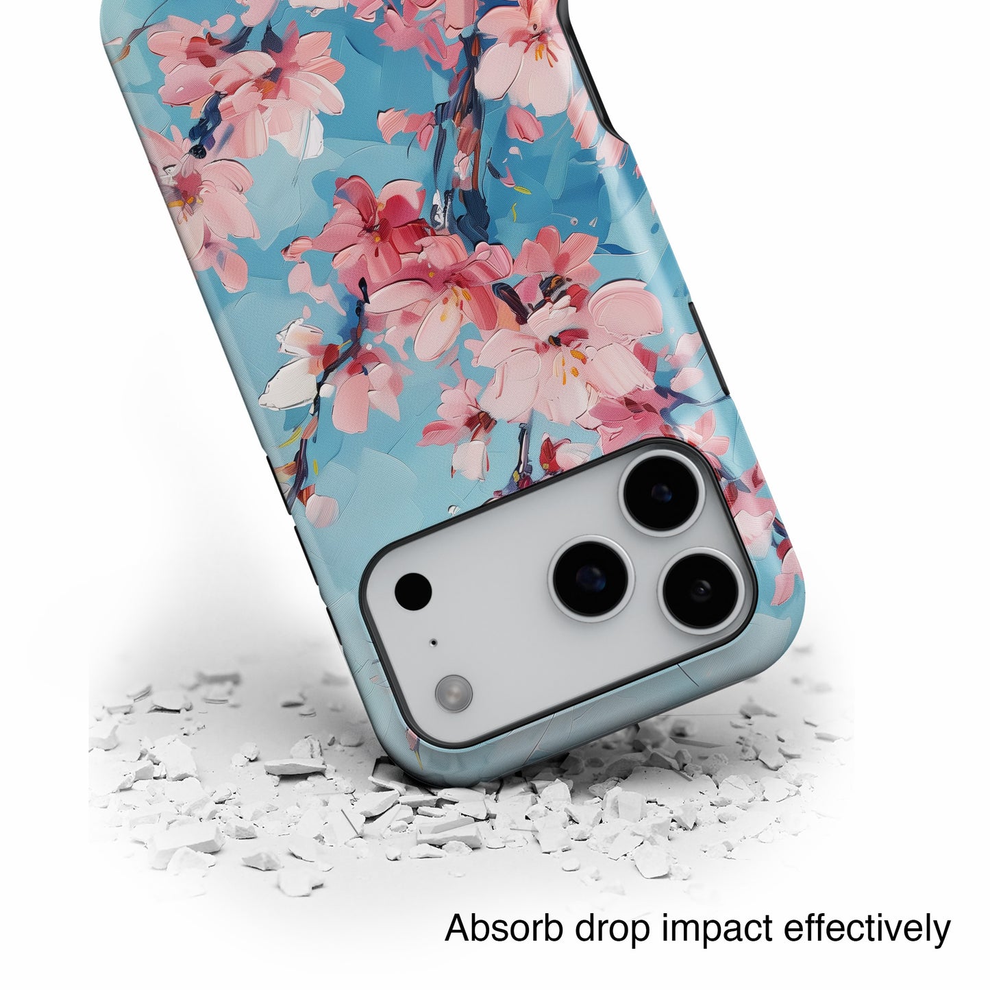 Blue Sky Cherry Blossom Oil Painting Design iPhone Case