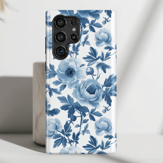 Blue Vintage Floral Design Samsung Phone Case