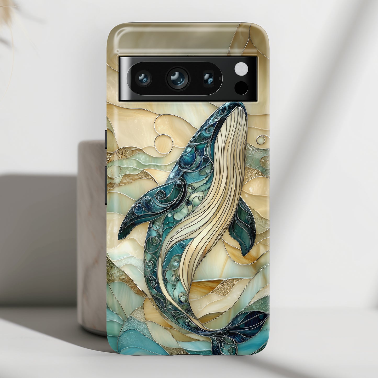 Blue Whale Stained Glass Design Print Google Pixel Phone Case