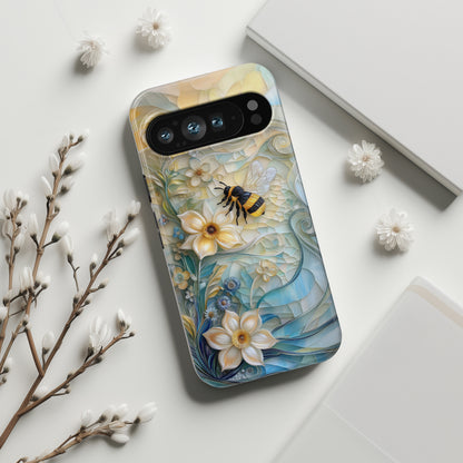 Bumblebee & Floral Stained Glass Art Design Phone Case for Google Pixel