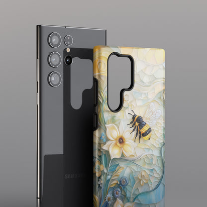 Bumblebee & Floral Stained Glass Art Design Phone Case for Galaxy S series Phones