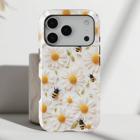 Bumblebees & Daisies Design iPhone Case