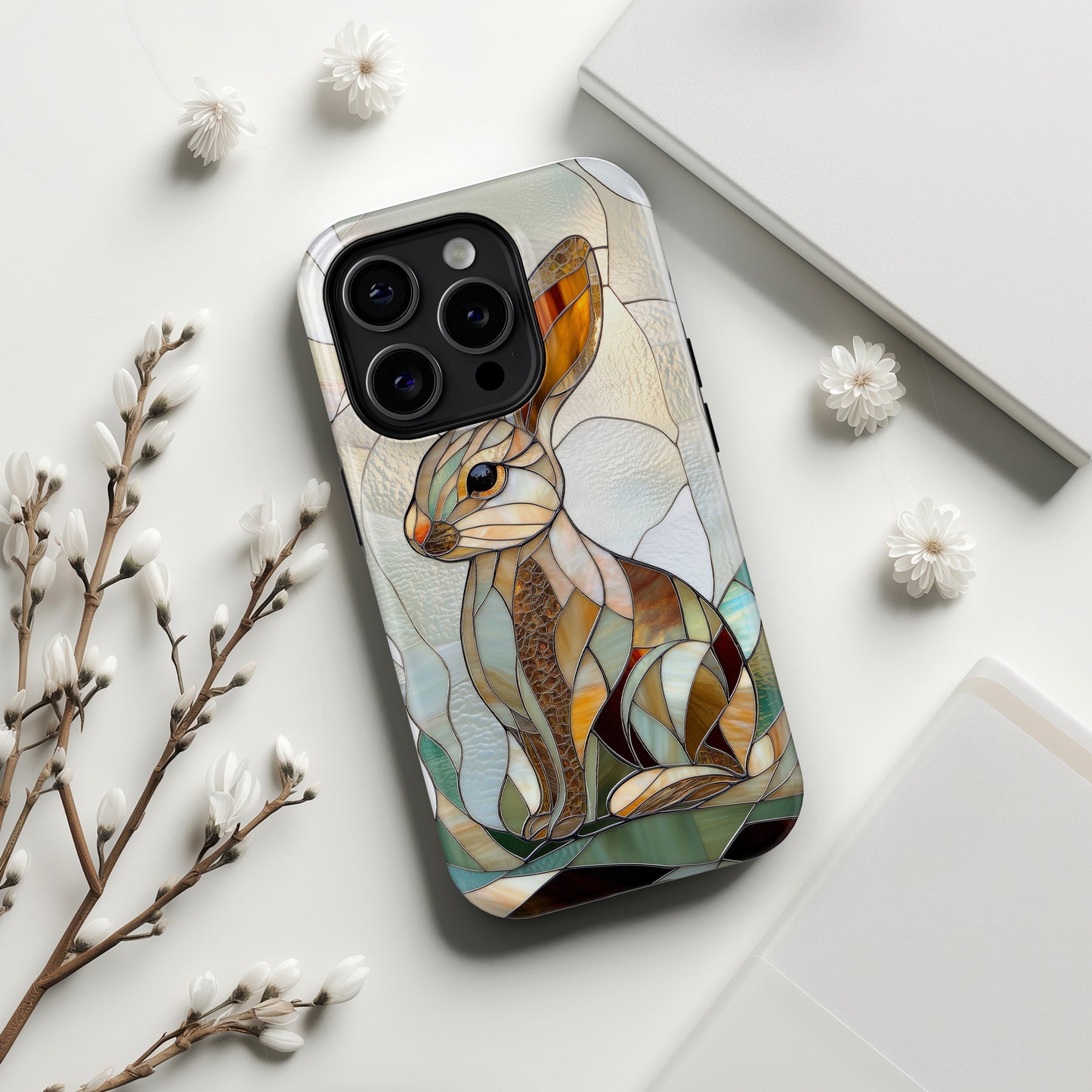 Bunny Stained Glass Design Print iPhone Case