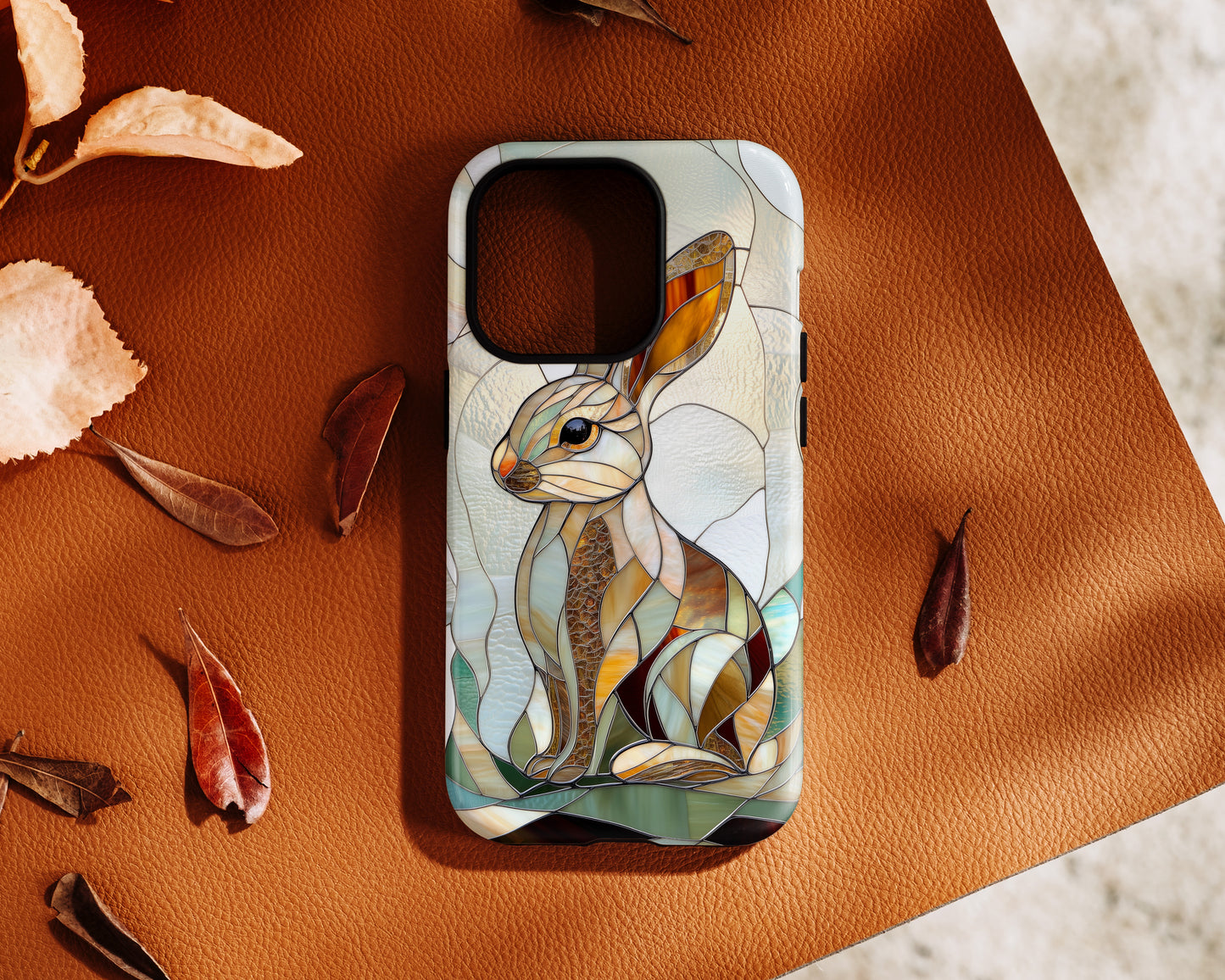 Bunny Stained Glass Design Print iPhone Case