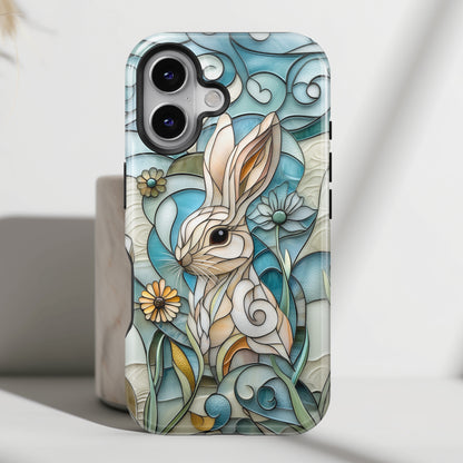 Bunny in the Garden Stained Glass Design iPhone Case