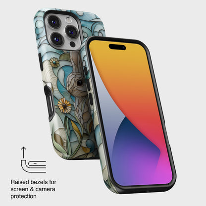 Bunny in the Garden Stained Glass Design iPhone Case