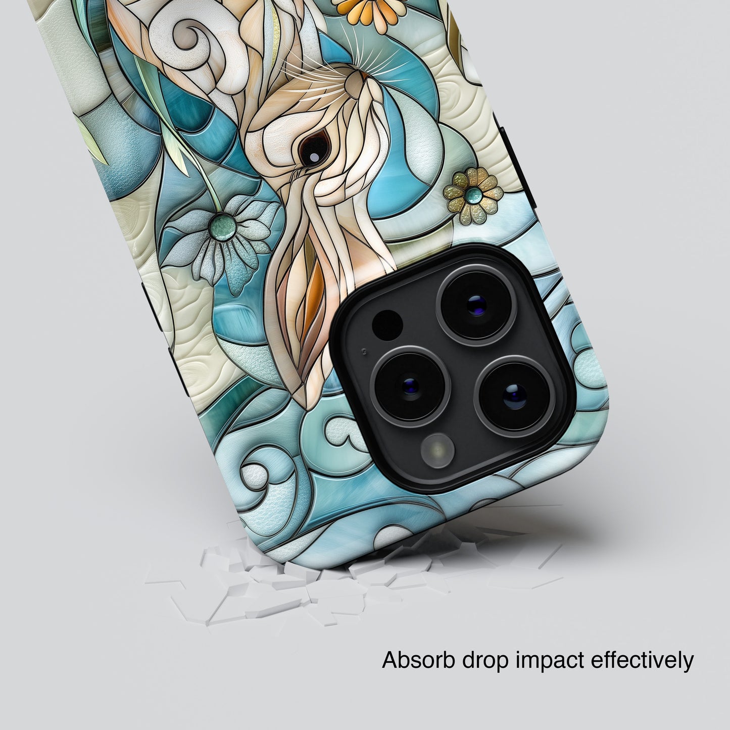 Bunny in the Garden Stained Glass Design iPhone Case