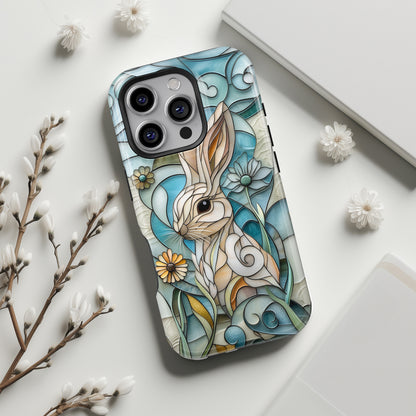 Bunny in the Garden Stained Glass Design iPhone Case
