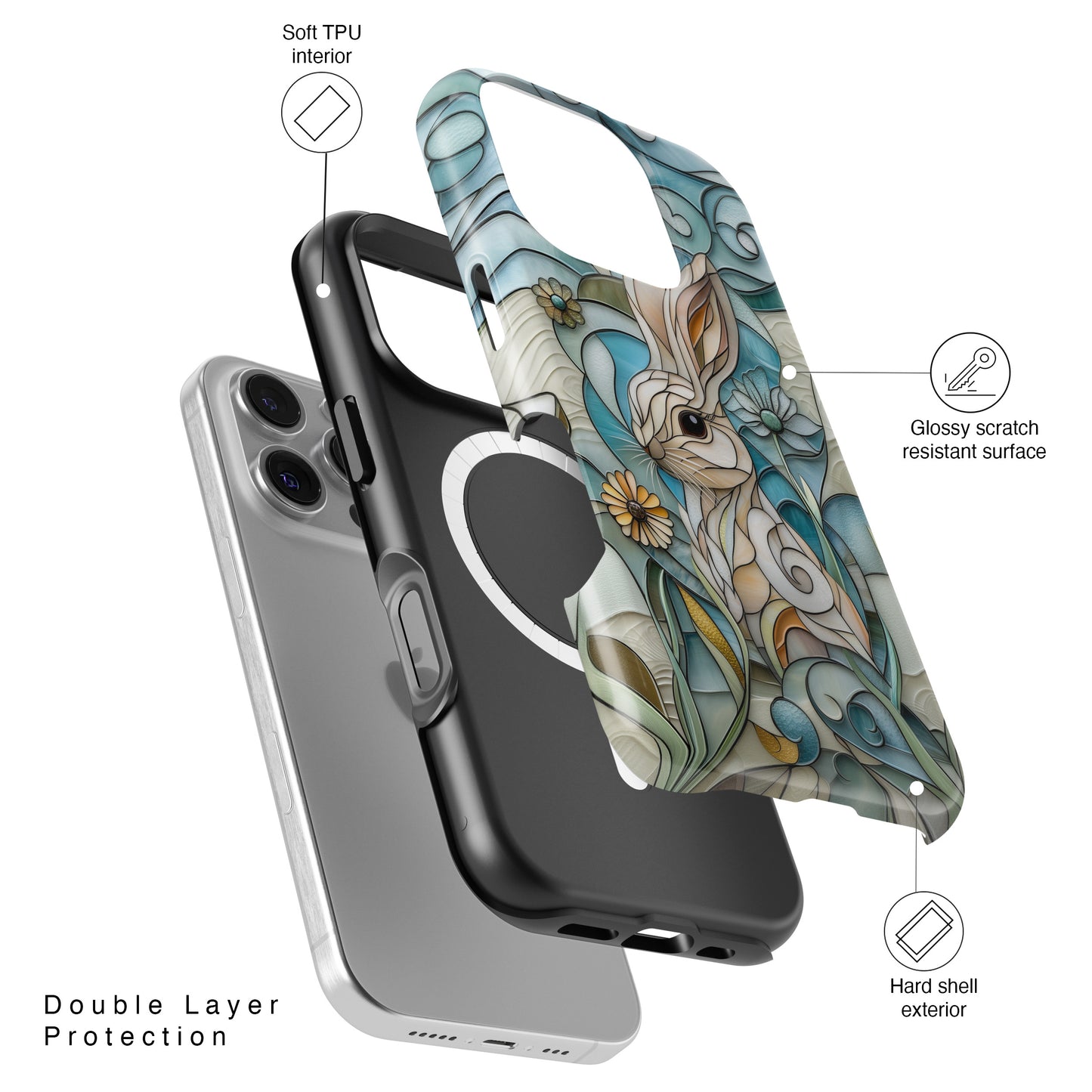 Bunny in the Garden Stained Glass Design iPhone Case