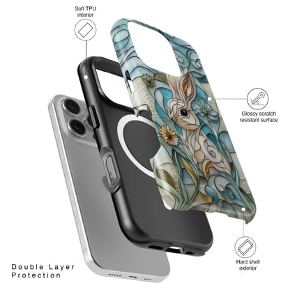 Bunny in the Garden Stained Glass Design iPhone Case