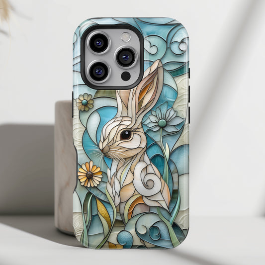 Bunny in the Garden Stained Glass Design iPhone Case