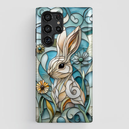 Bunny in the Garden Stained Glass Design Phone Case for Galaxy S series Phones