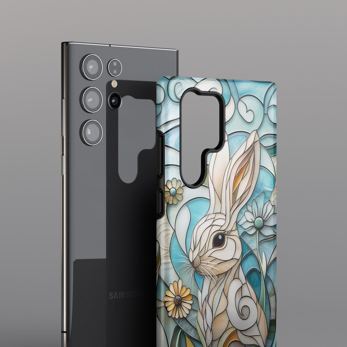 Bunny in the Garden Stained Glass Design Phone Case for Galaxy S series Phones