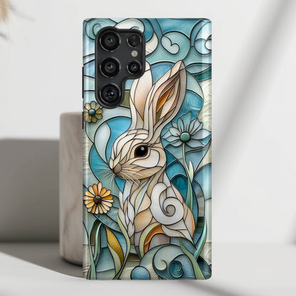 Bunny in the Garden Stained Glass Design Phone Case for Galaxy S series Phones