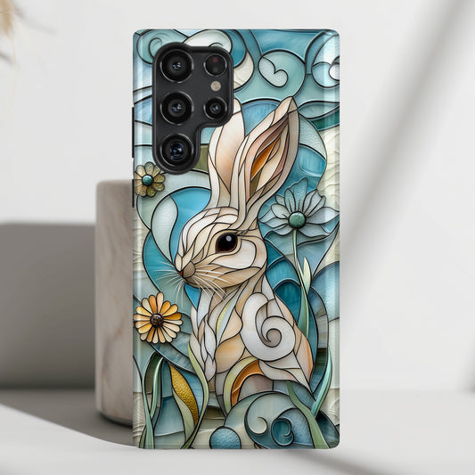 Bunny in the Garden Stained Glass Design Phone Case for Galaxy S series Phones