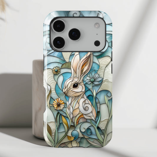 Bunny in the Garden Stained Glass Design iPhone Case