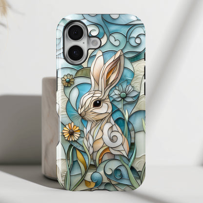 Bunny in the Garden Stained Glass Design iPhone Case