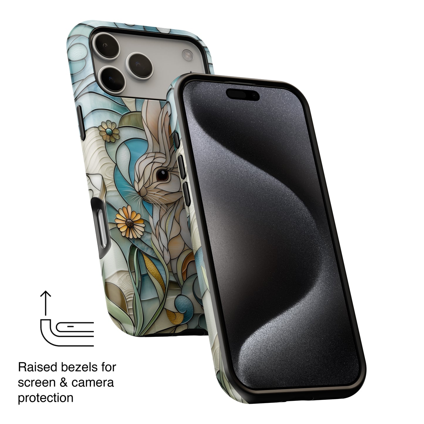 Bunny in the Garden Stained Glass Design iPhone Case