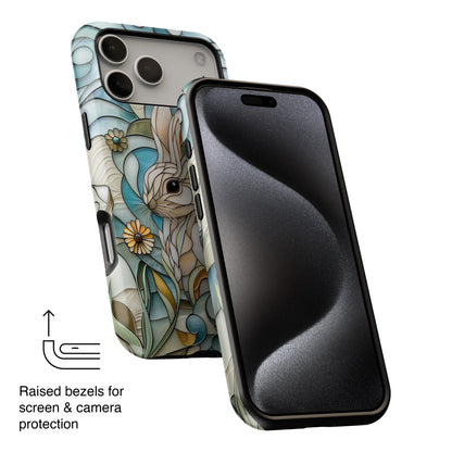 Bunny in the Garden Stained Glass Design iPhone Case