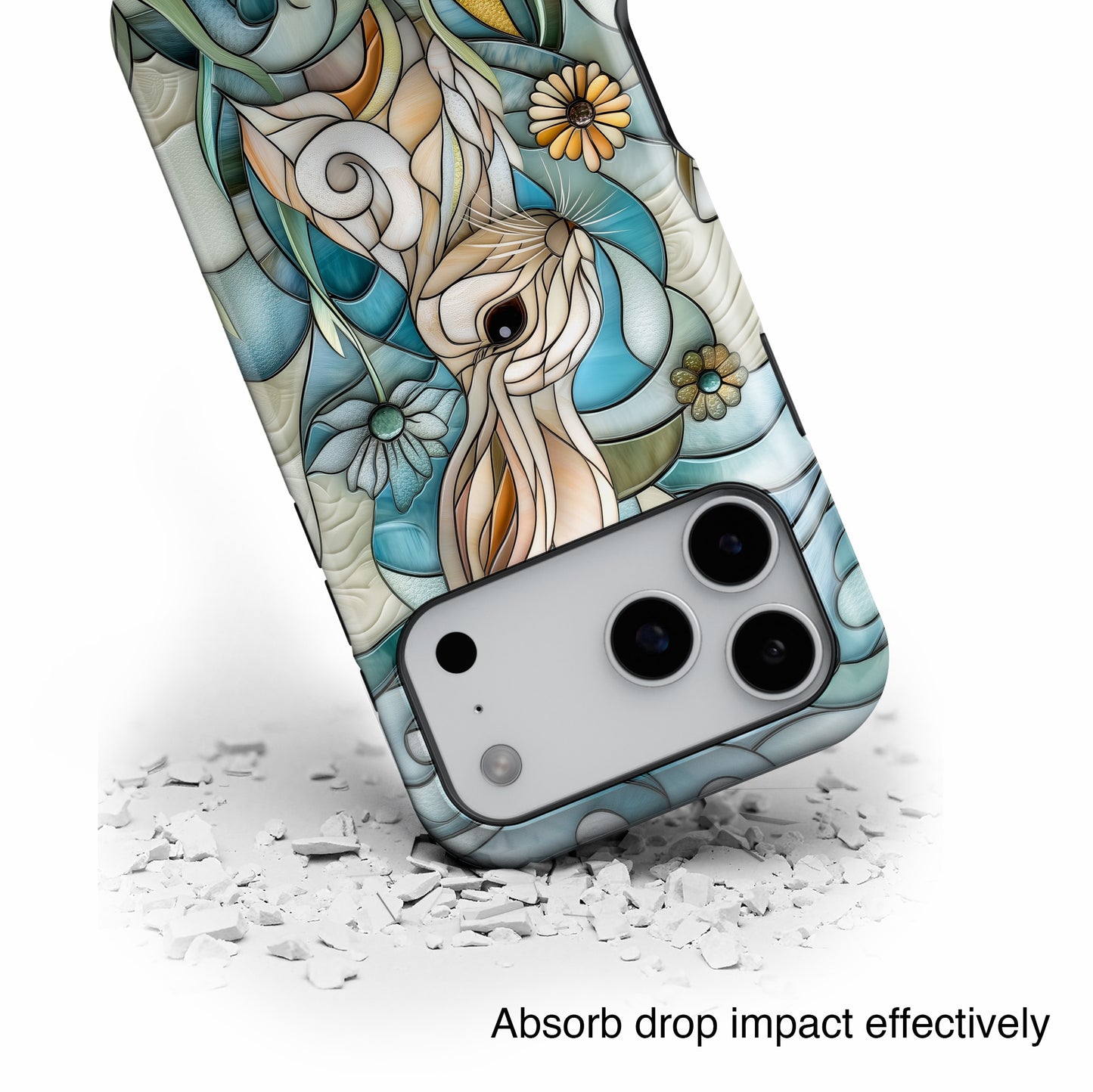 Bunny in the Garden Stained Glass Design iPhone Case