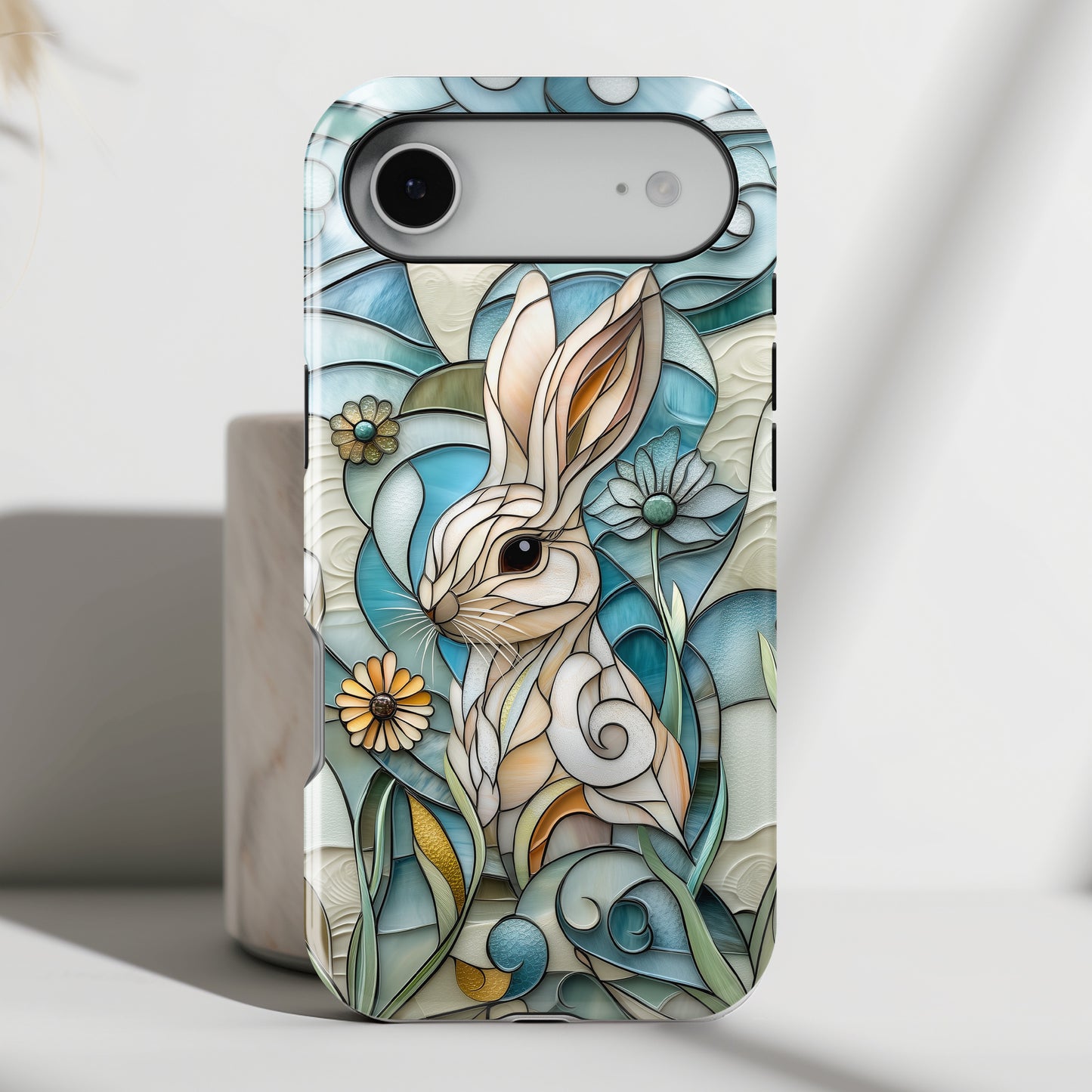 Bunny in the Garden Stained Glass Design iPhone Case
