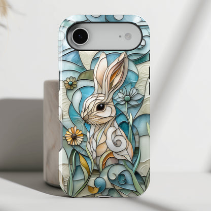 Bunny in the Garden Stained Glass Design iPhone Case