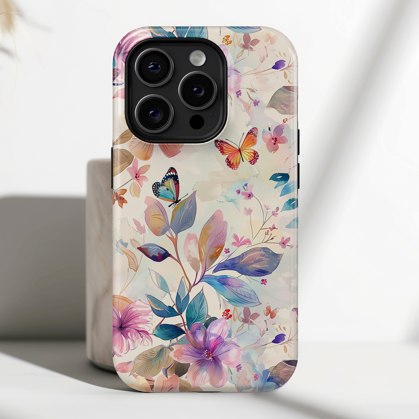Butterflies Floral Watercolour Design iPhone Case