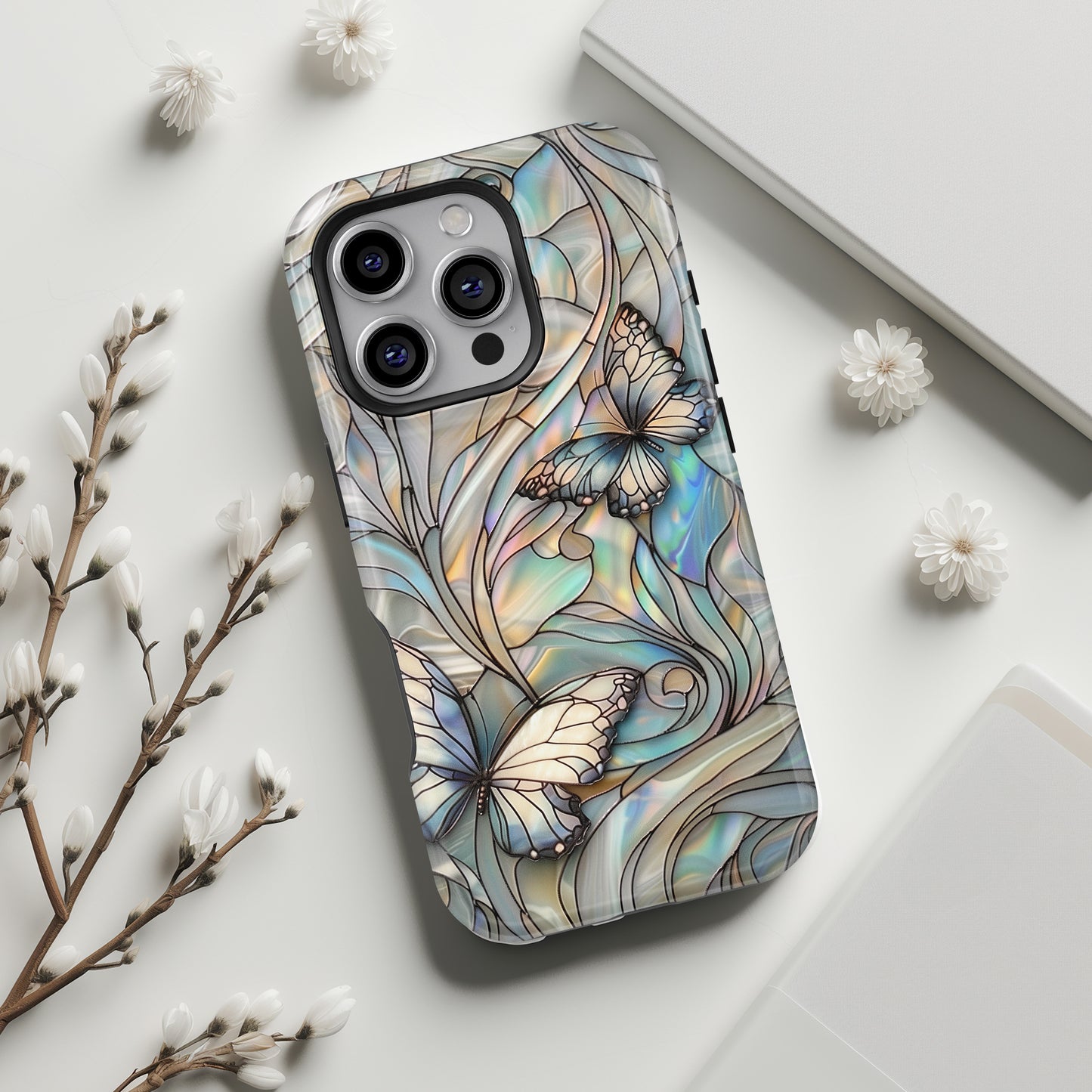 Butterflies Stained Glass Design iPhone Case