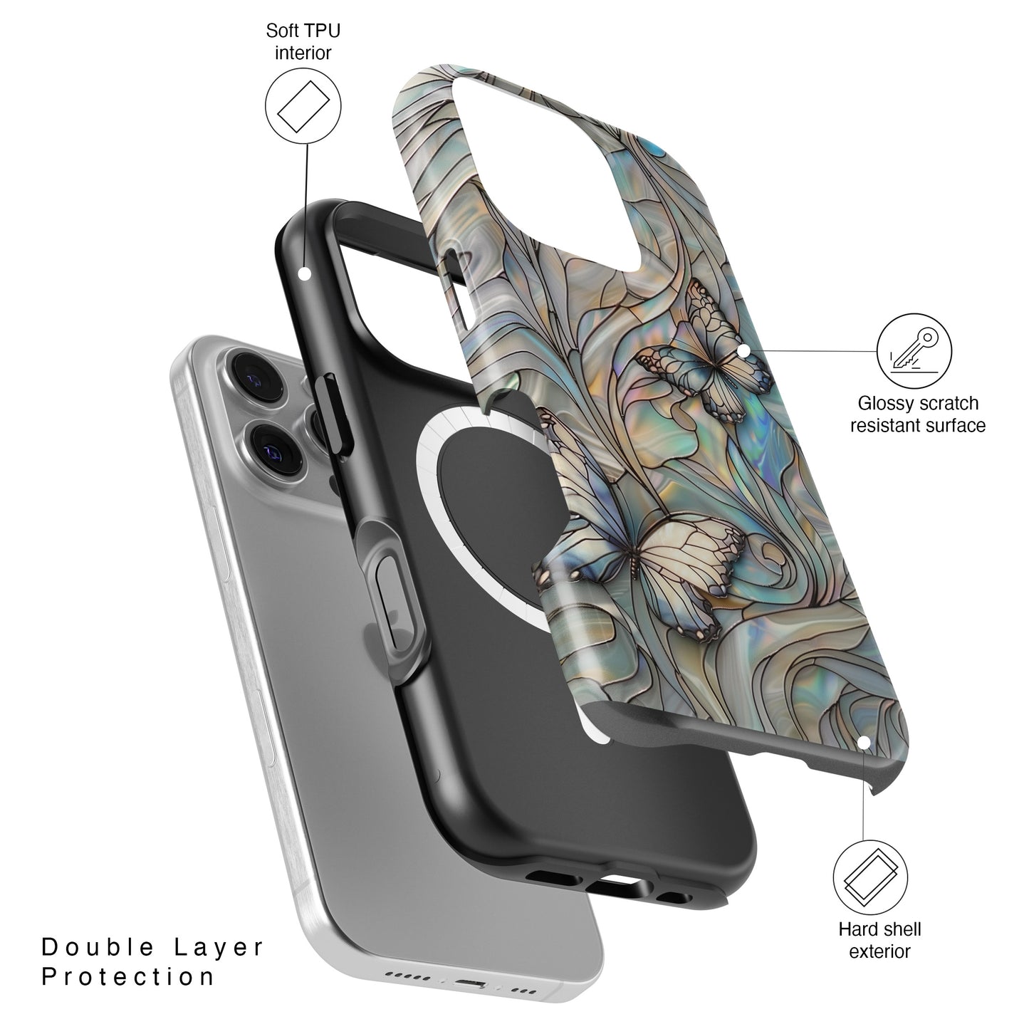 Butterflies Stained Glass Design iPhone Case