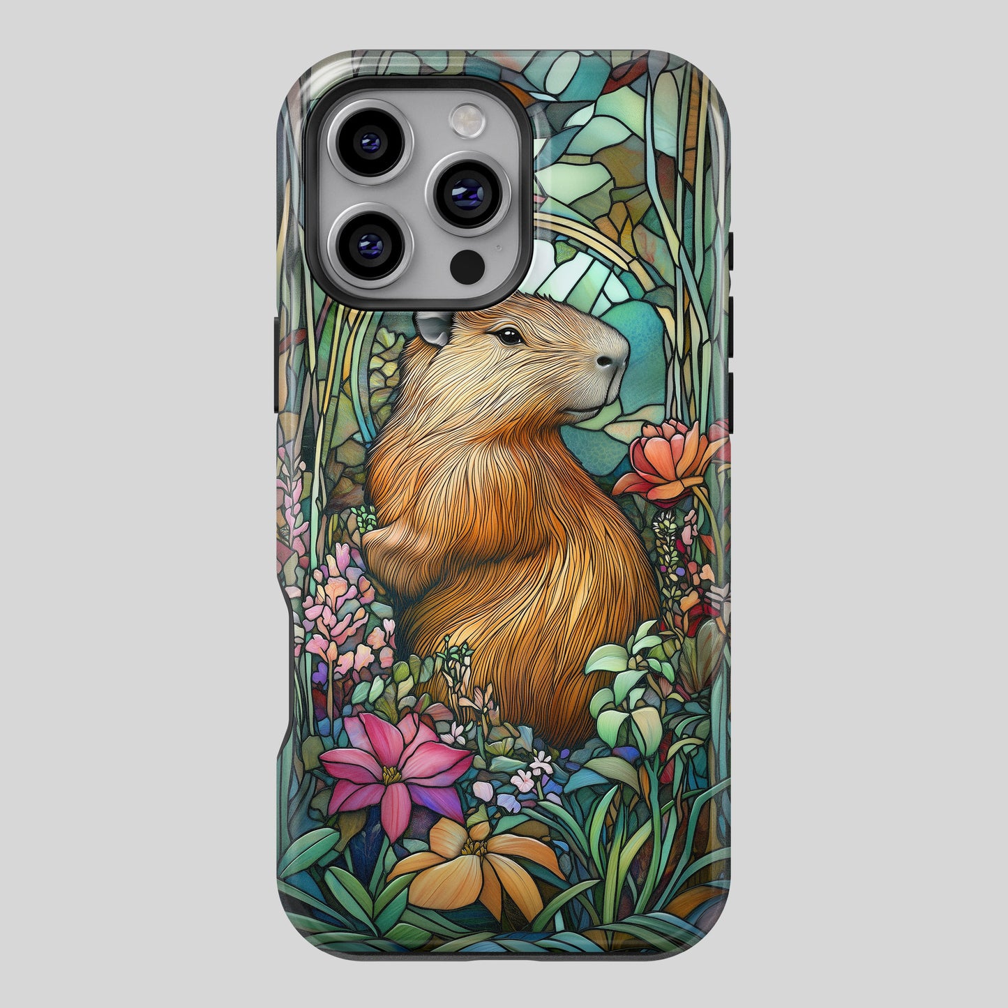 Capybara Stained Glass Design iPhone Case