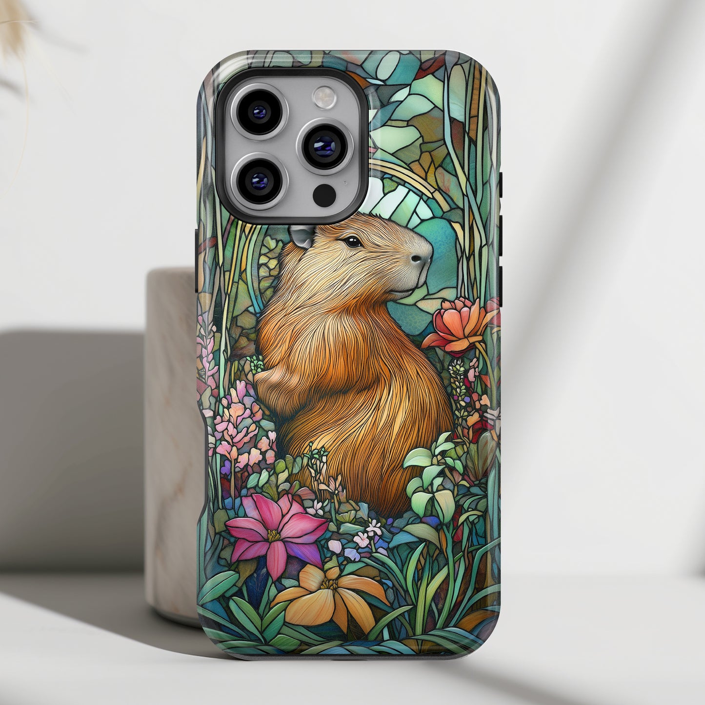 Capybara Stained Glass Design iPhone Case