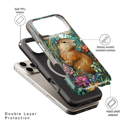 Capybara Stained Glass Design iPhone Case