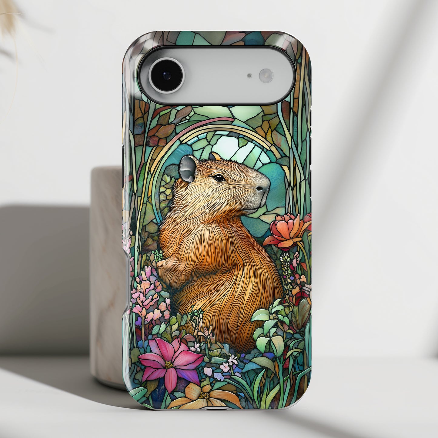 Capybara Stained Glass Design iPhone Case