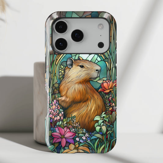 Capybara Stained Glass Design iPhone Case