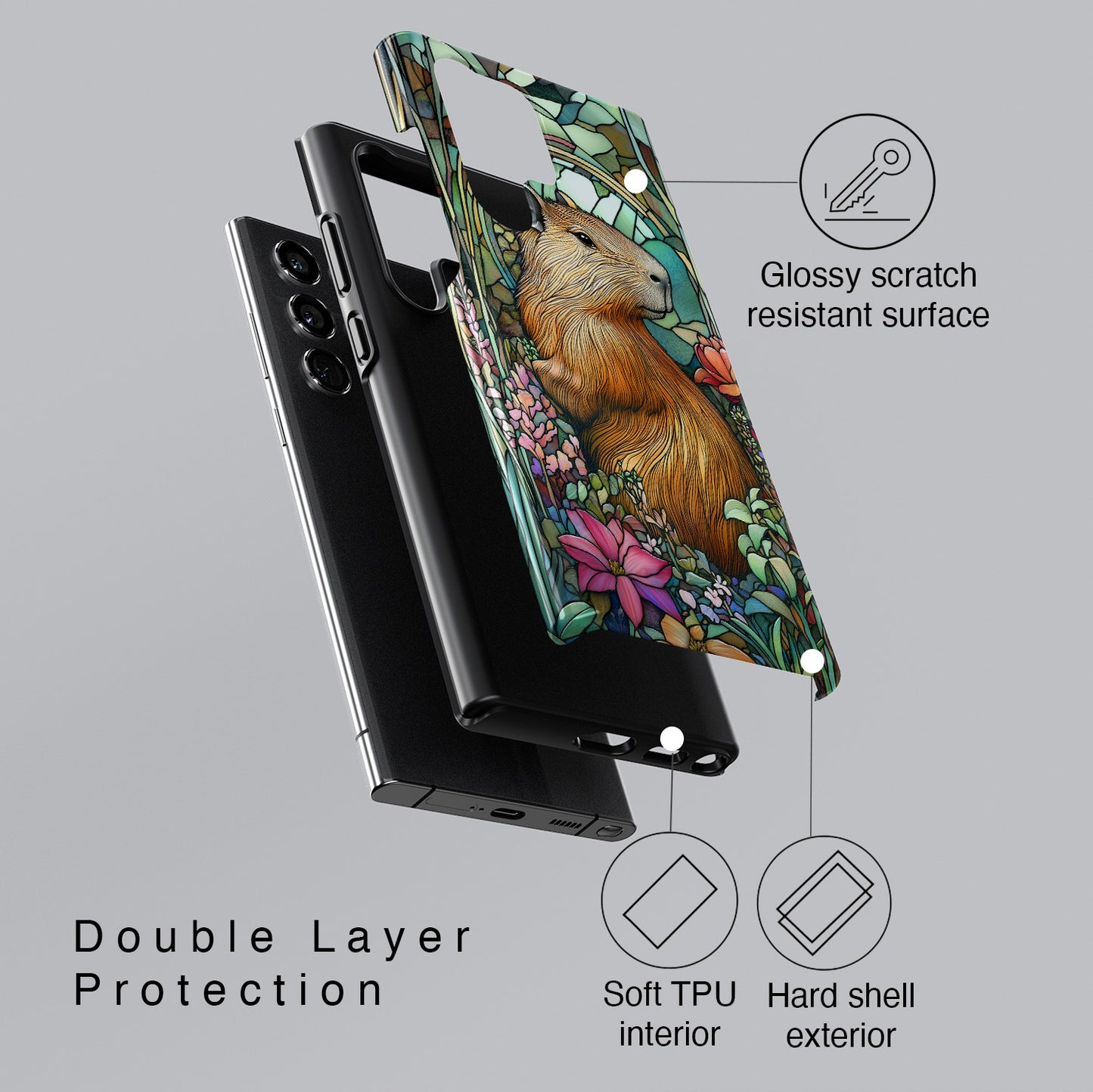 Capybara Stained Glass Design Samsung Phone Case