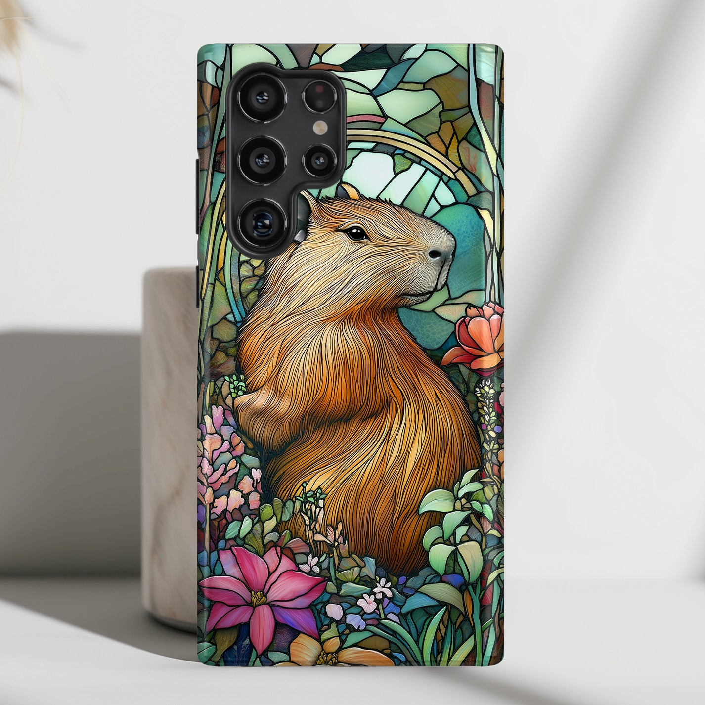 Capybara Stained Glass Design Samsung Phone Case