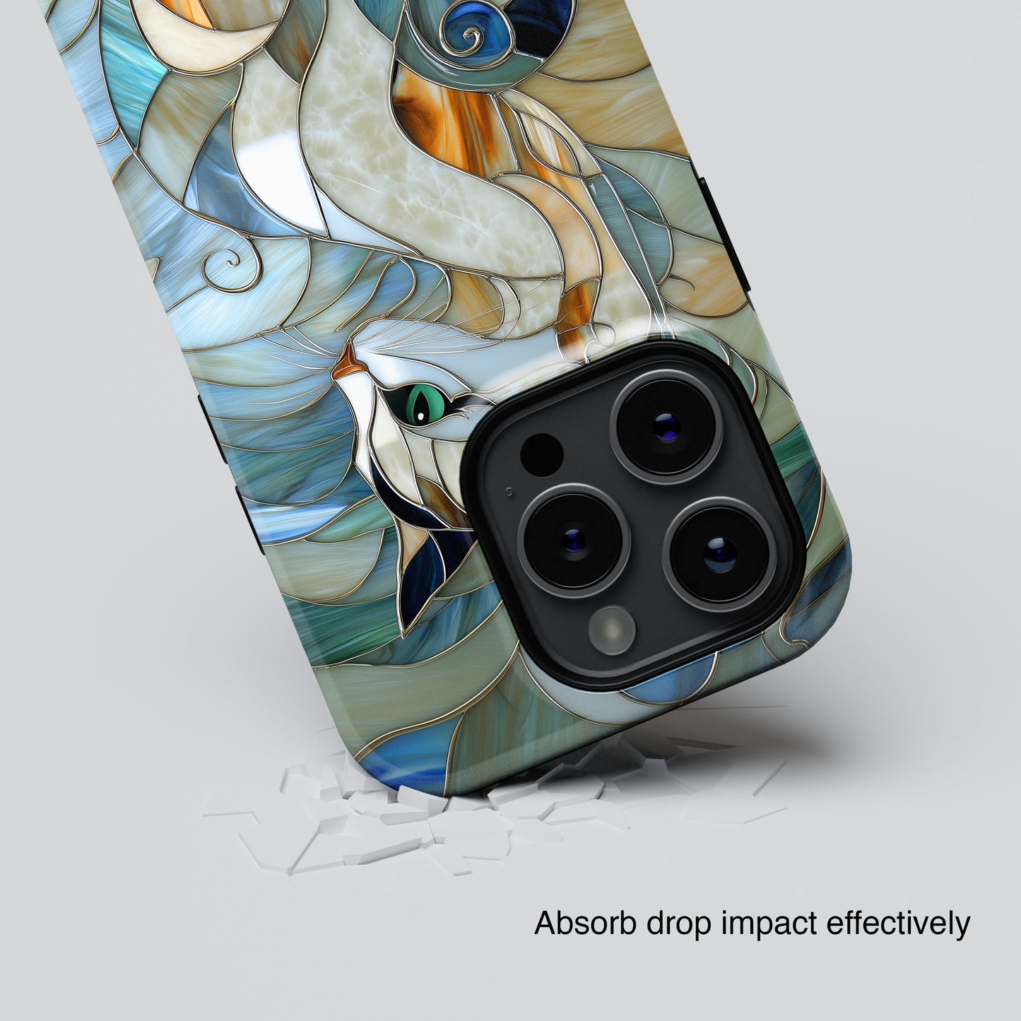 Cat Abstract Stained Glass Design iPhone Case