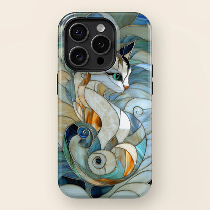 Cat Abstract Stained Glass Design iPhone Case