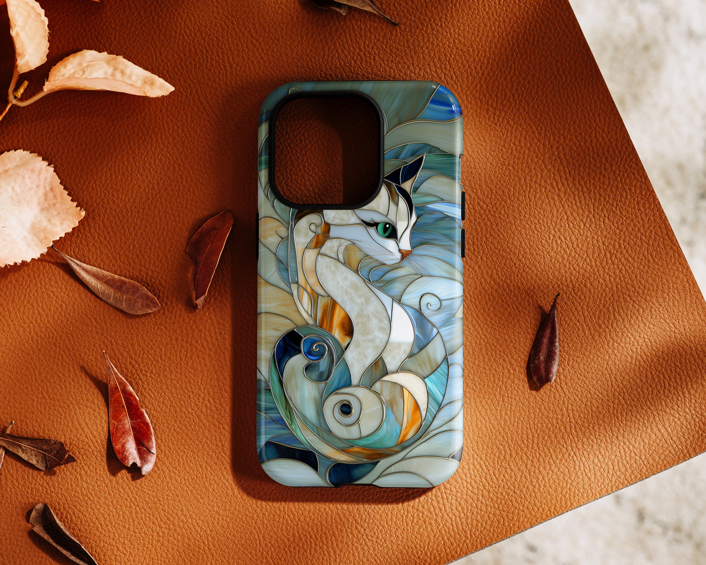 Cat Abstract Stained Glass Design iPhone Case