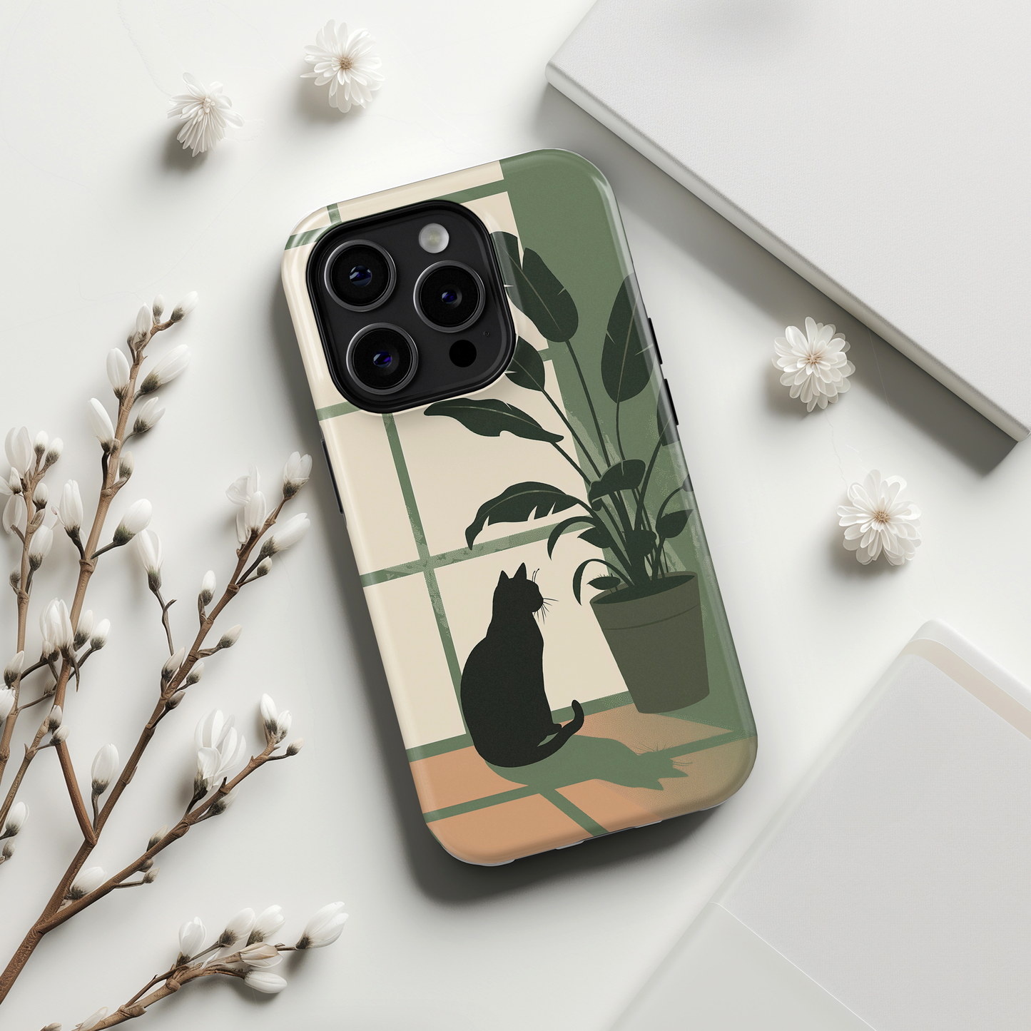 Cat Minimalist Art Design iPhone Case