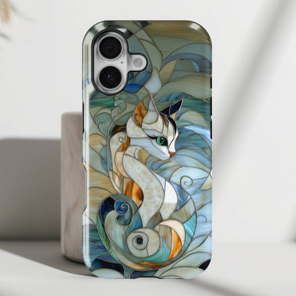 Cat Abstract Stained Glass Design iPhone Case