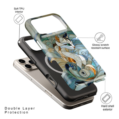 Cat Abstract Stained Glass Design iPhone Case