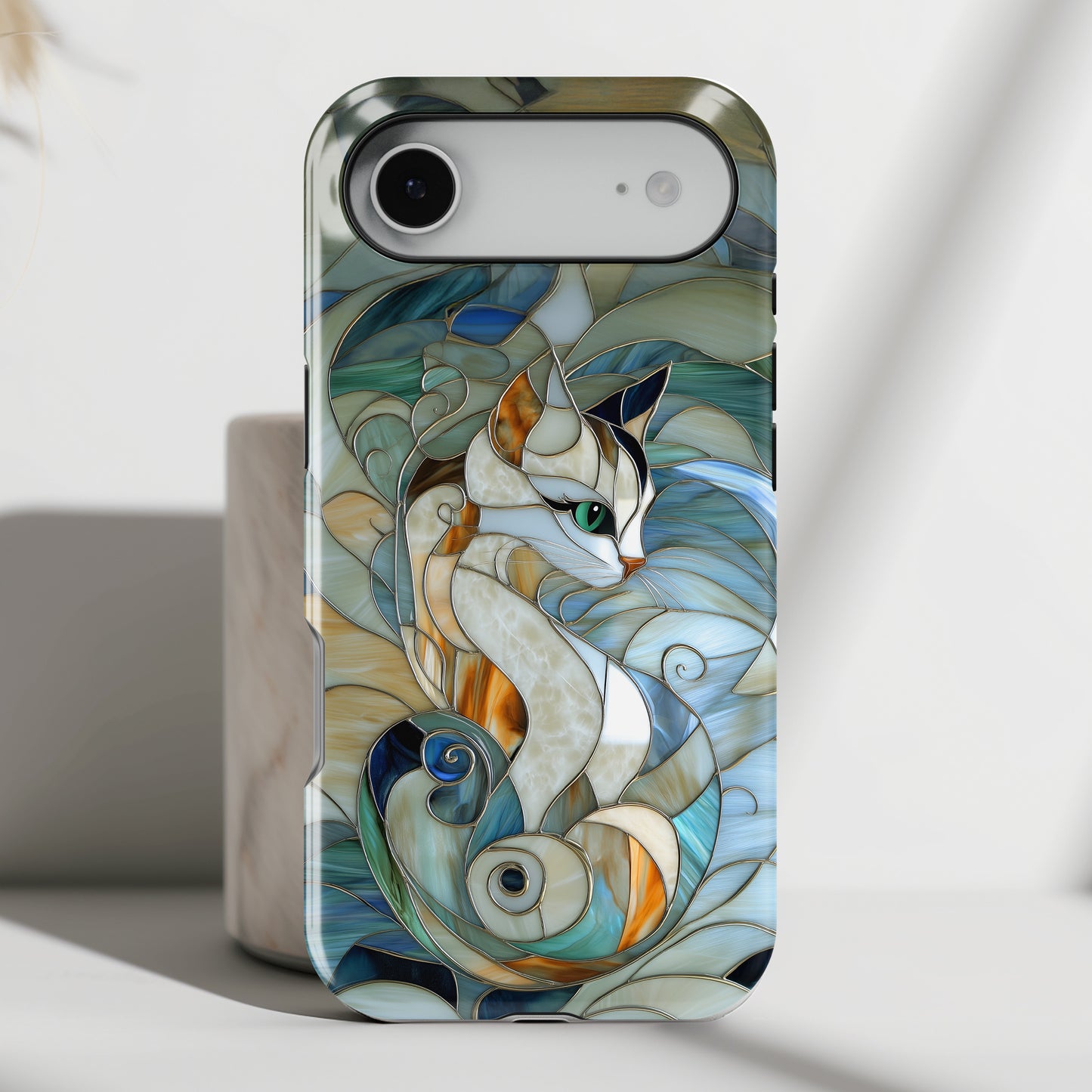 Cat Abstract Stained Glass Design iPhone Case