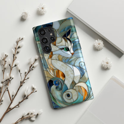 Cat Abstract Stained Glass Design Samsung Phone Case